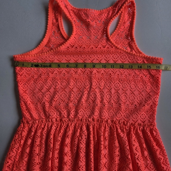 Pink Crochet Sleeveless Swim Cver Up Dress - Picture 4 of 6